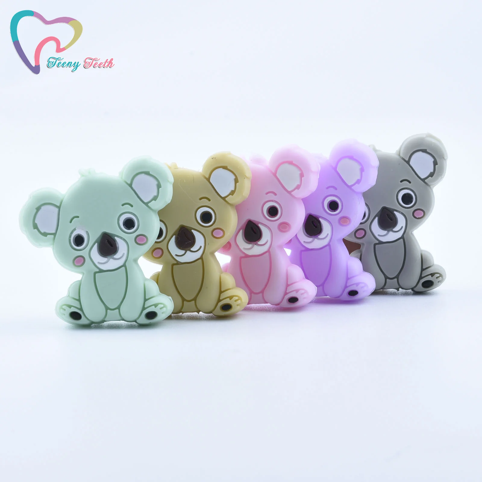 Teeny Teeth 20 шт. коала силиконовые бусины для ожерелий животных из мультфильмов