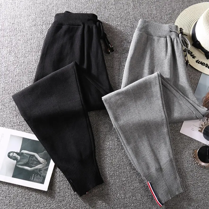 

ankle length elastic waist wild sports pants knitted loose autumn fashion harem pants casual