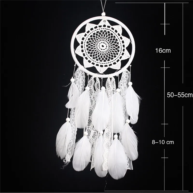 

1PC New Product Lace Sun Floating Dreamcatcher's Home Craft Ornaments Car White Feather Garden Wind Chimes Christmas LED Lights