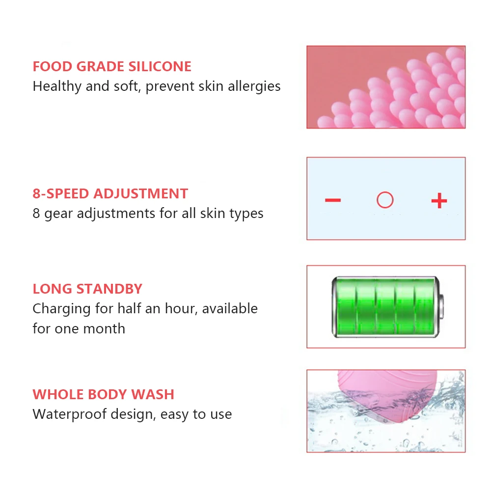 Вибратор ультразвуковая поверхность очищающий Очиститель Щетка массажер щетка