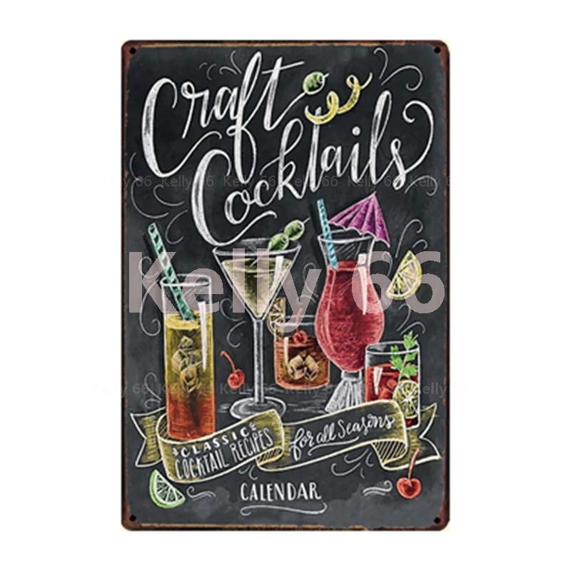 [Kelly66] металлическая вывеска для рисования мелом коктейль зомби Amaretto Sour Mai Tai