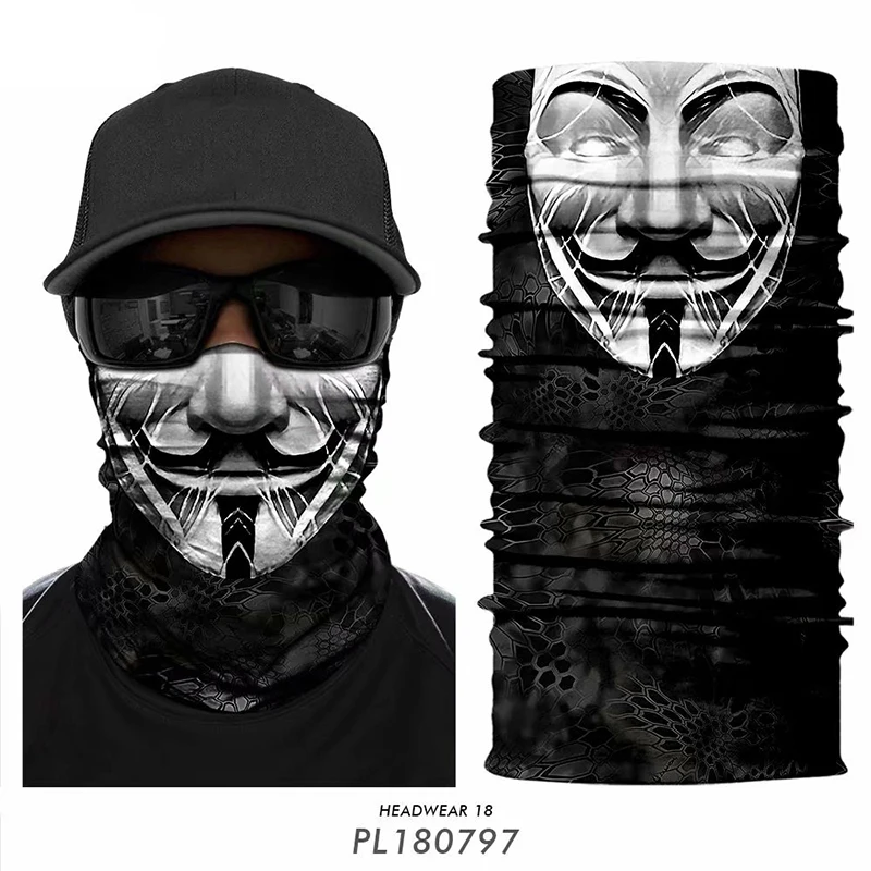 V for Vendetta Cycling Bandana Magic Neck Gaiter Anonymous Headband Moto Face Mask Sports Anarchy Tube Scarf Balaclava Buff | Спорт и
