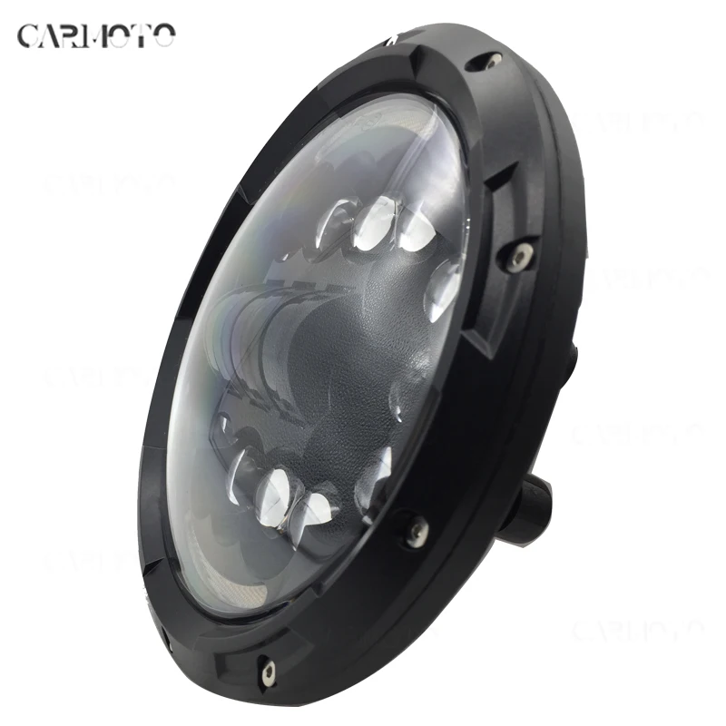 1pcs 7 Inch DOT SAE E9 Motorcycle Headlamp with angle eye Led Headlight 7inch housing bucket trim ring for Touring Electra Glide