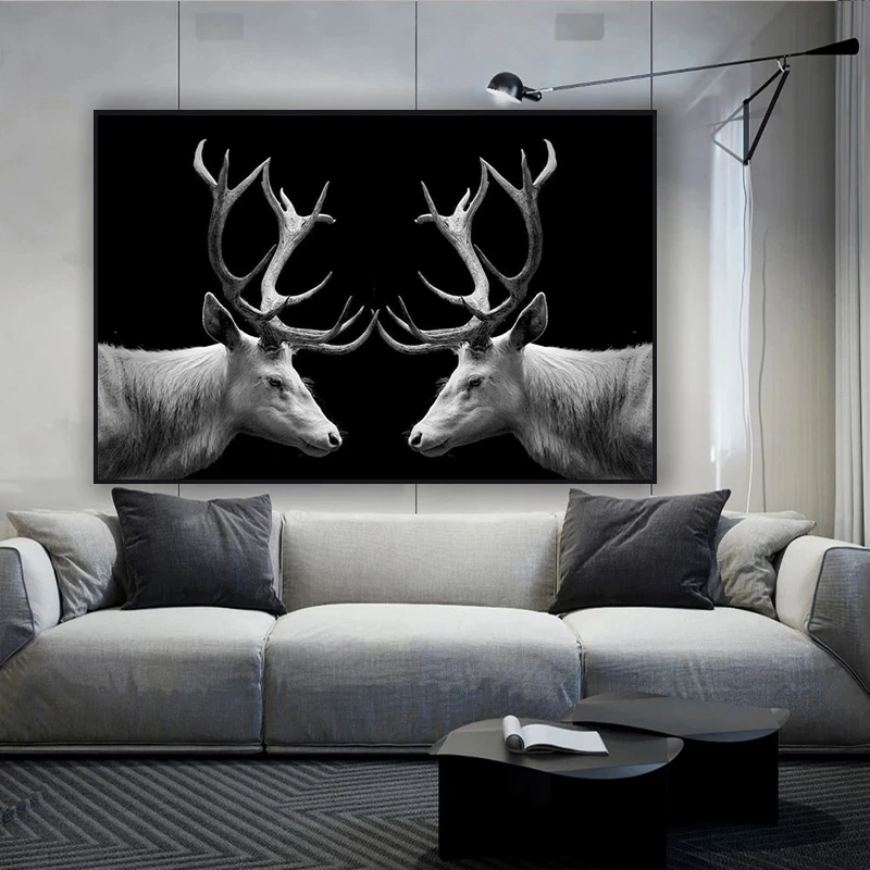 

Black Deer Wall Art Canvas Paintings Posters and Prints Animal Wall Pictures for Living Room Home Wall Cuadros Decor No Frame