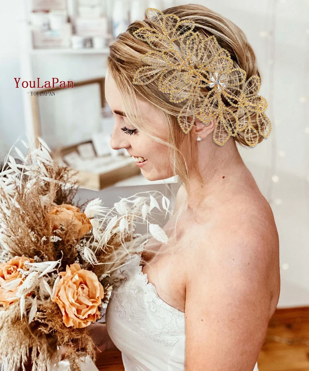 TOPQUEEN HP256 Золотая Бриллиантовая цепочка Свадебные ободки для свадьбы тиара