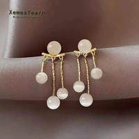 2021 new design opals tassel back hanging drop earrings for womens and luxury ear accessories for korean fashion jewelry girls
