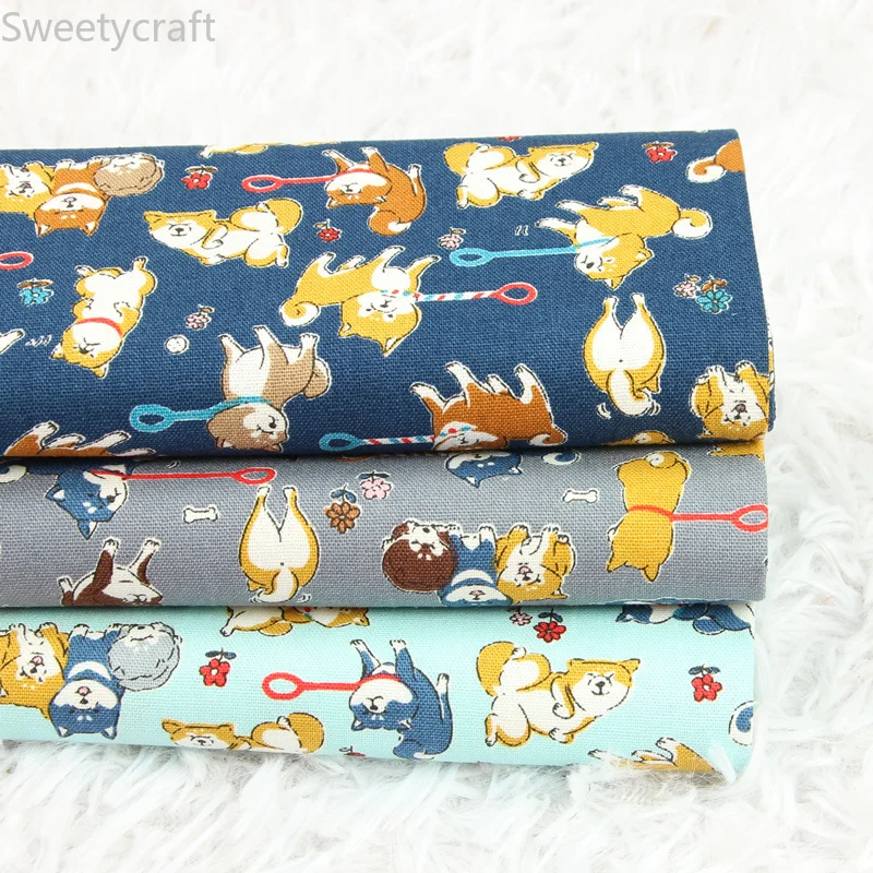 110x45 см Плотная хлопковая ткань по двору Милая животная с принтом Шиба ину tissus telas