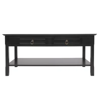 FCH Simple Two Solid Wood Foot End Table Black Domestic Living Room  Furnisher