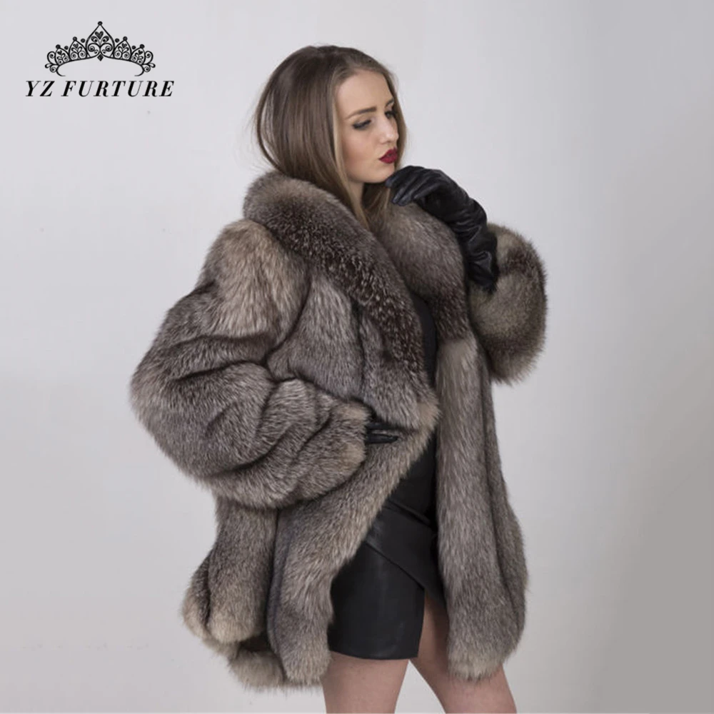 Новое натуральное пальто из натуральной черно-бурой лисицы с мехом длинные меховые пальто теплые женские меховые зимнее пальто винтажные женские шубы