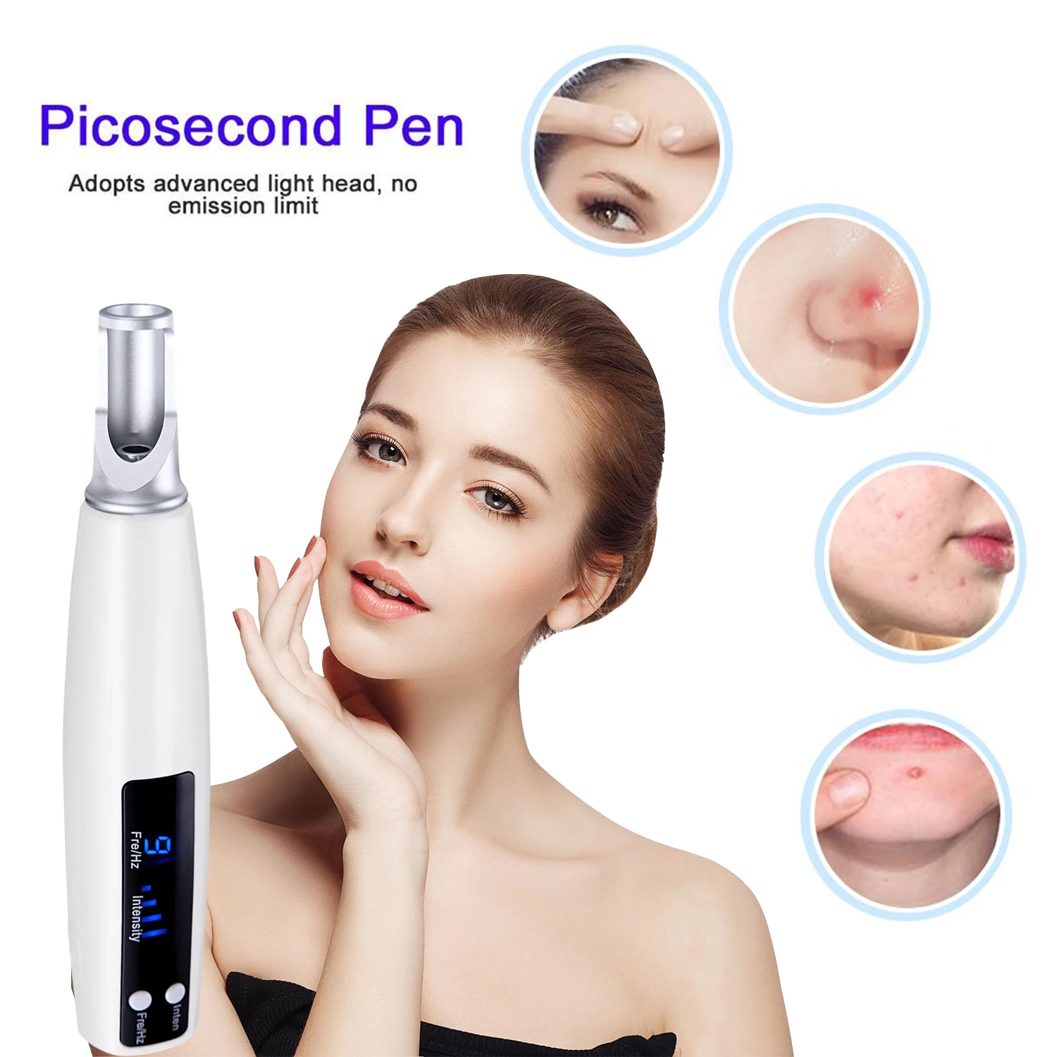 Professional Laser Facial Picosecond Pen Blue/Red Light Skin Therapy Device Rechargeable Remover Tattoo Scar Mole Freckle Tools