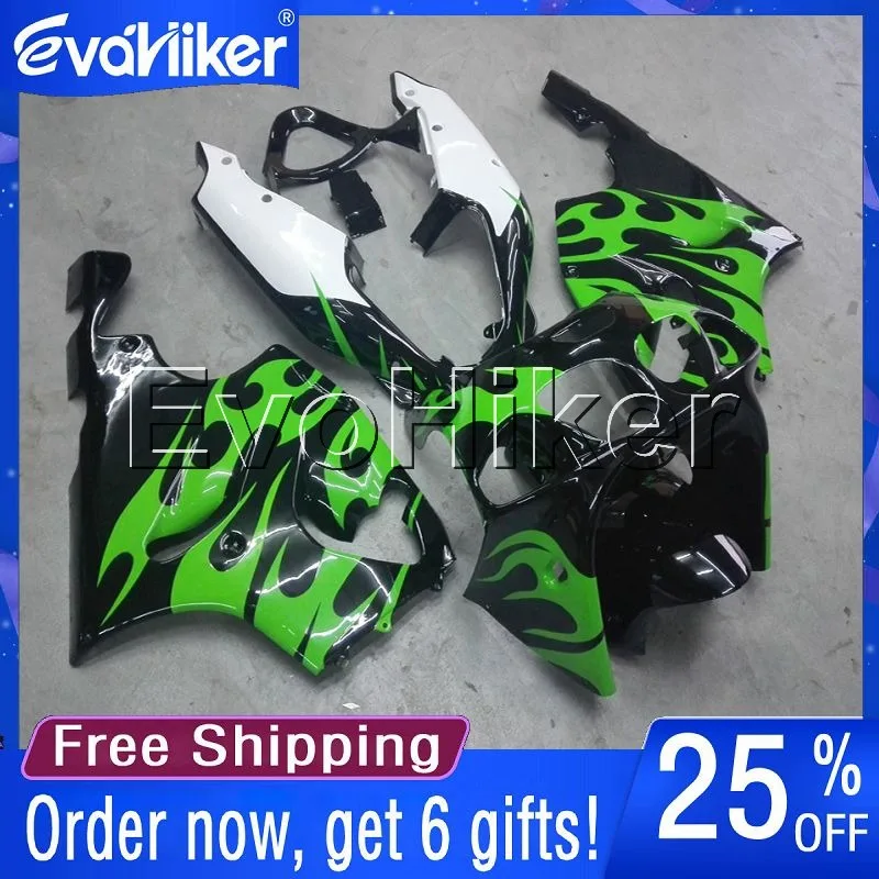 

Custom motorcycle cowl for ZX7R 1996 1997 1998 1999 2000 2001 2002 2003 ABS motorcycle fairing green flames+gifts