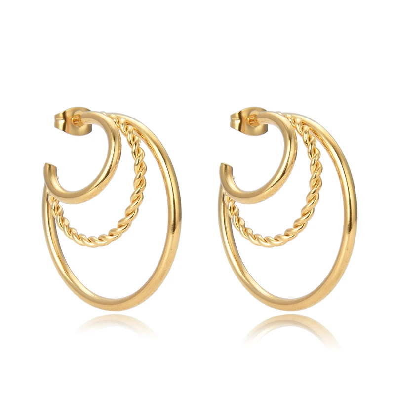 

FYSARA New Whirl Circle Hollow Gold Hoop Earring Creative Design Texture Gold Plated Jewelry Ladies Elegant Gold Hoops Earrings