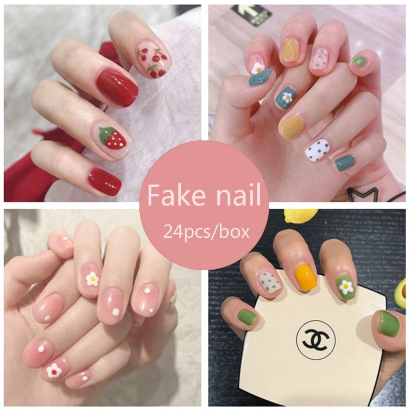 24 шт. короткий размер полное покрытие ногтей советы с клеем невесты свадебные