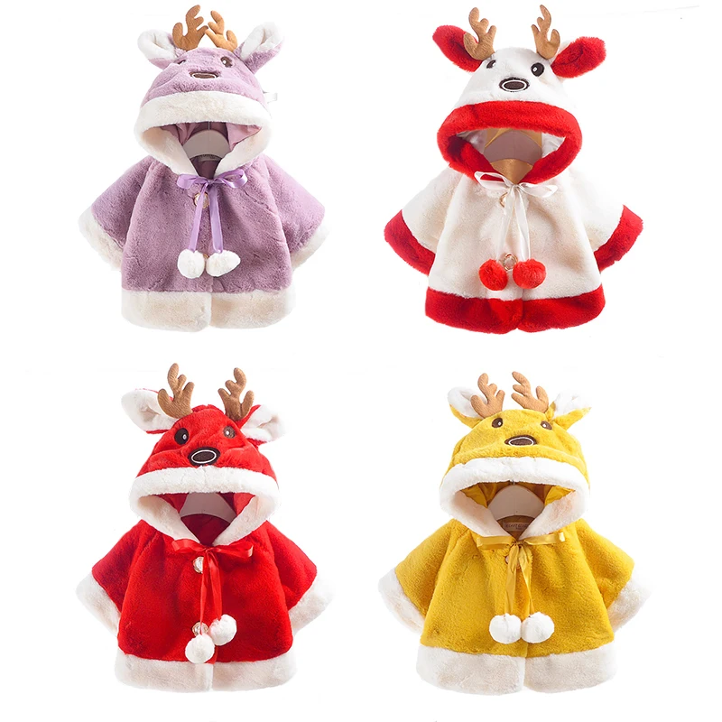 

Новогодняя и Рождественская одежда с капюшоном для маленьких девочек, детские пальто, наряд, теплая куртка, пальто для маленьких девочек, ми...