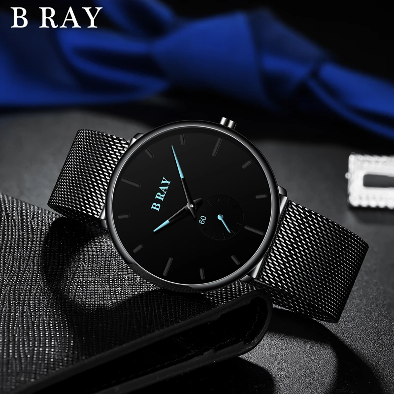 B RAY модные мужские часы Топ бренд Роскошные Кварцевые повседневные тонкие