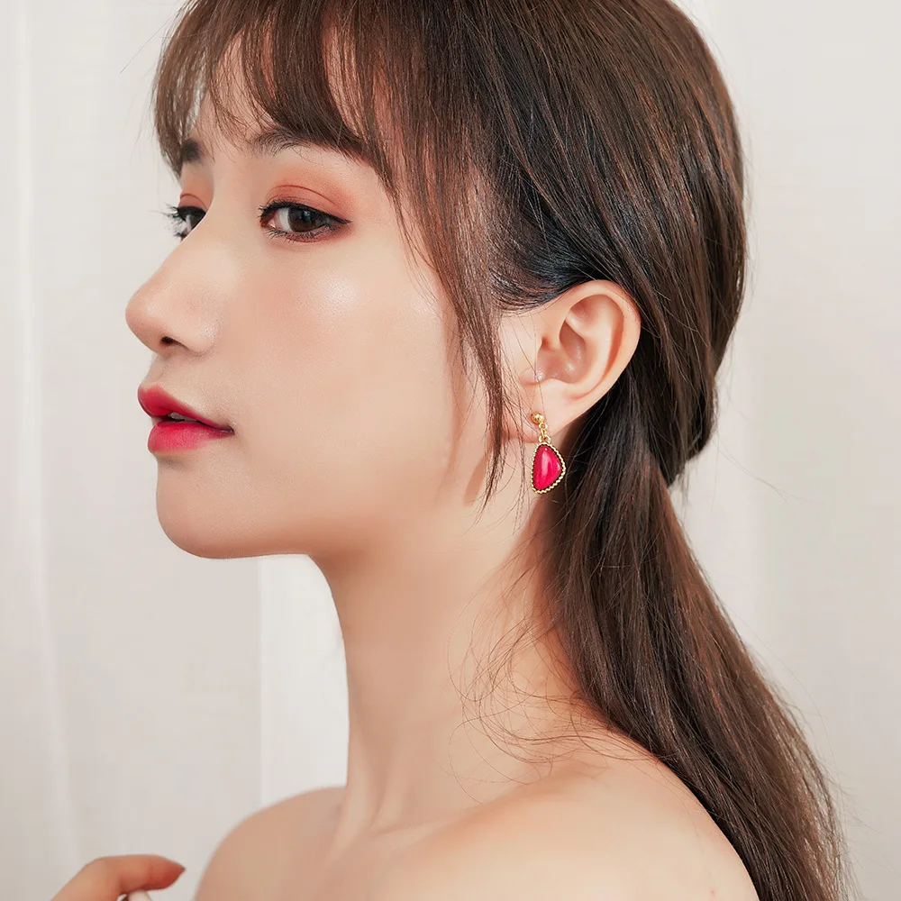 Новинка 2019 женские серьги клипсы простые темпераментные красные и