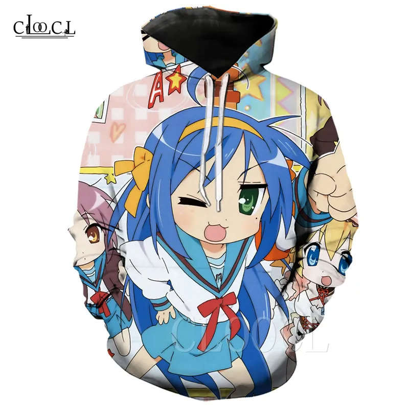 Японская толстовка с капюшоном Lucky Star 3D принт милая уличная одежда в стиле хип хоп