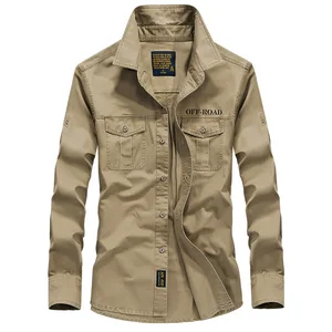 Рубашка мужская хлопковая, приталенная, с длинным рукавом, в стиле милитари, размера плюс 6XL