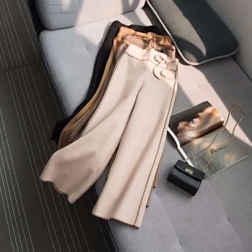 Женские осенне зимние повседневные тонкие шерстяные брюки женские свободные с