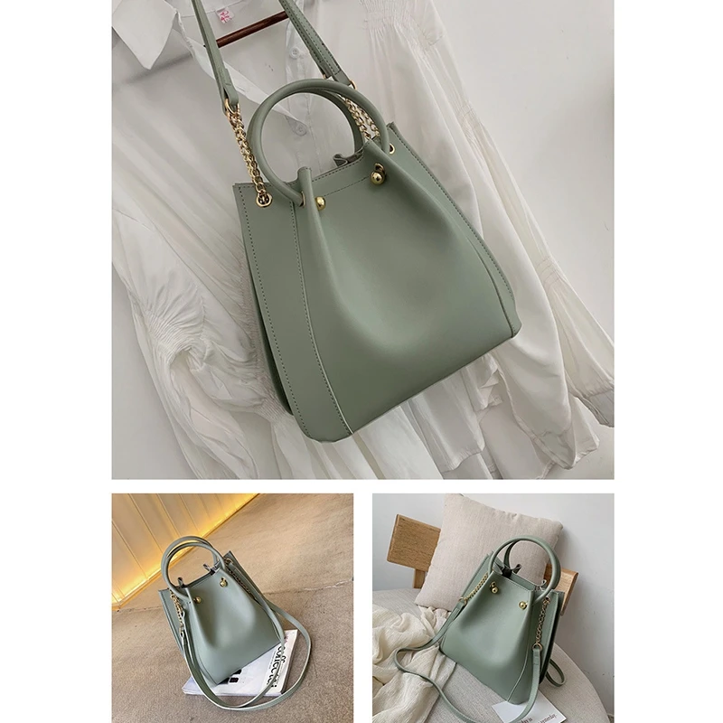

PU Leather Women's Shoulder Bag Fashion Luxury Messenger Bag Handbag Large Capacity Bucket Bag Ladies Leisure Bag