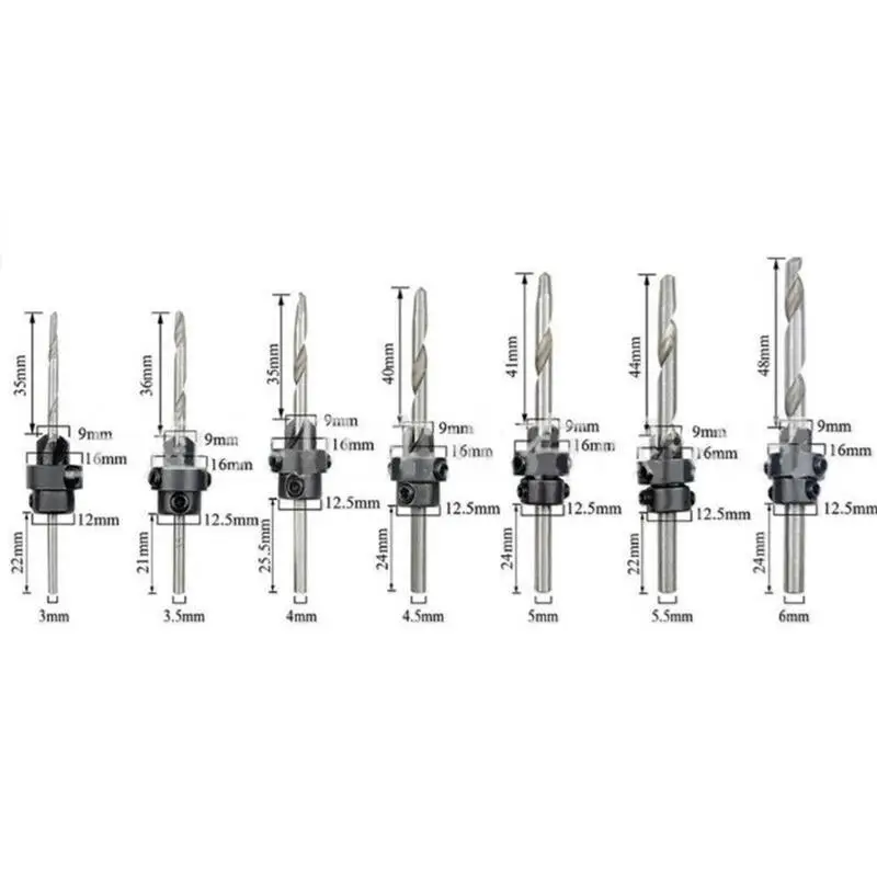 7 шт./компл. коническая Зенковка сверло для столярных работ древесные сверла