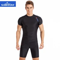 sabolay mens lycra quick drying swimsuit surfing sunscreen anti uv wetsuit tight beach shirt short vest surfing suit