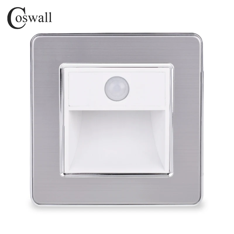 COSWALL Новое поступление крыльцо/коридор/Уголок/лестничная лампа Настенные подножки переключатель датчик человеческого тела лампа панель из нержавеющей стали