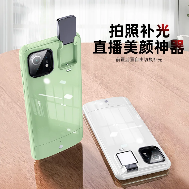 

For Xiaomi Mi 9 10 11 Pro square Light Case With Flash Led Fill Light Shot Fashion Case For Xiaomi Mi 11 10 9 Mi11Pro in dark