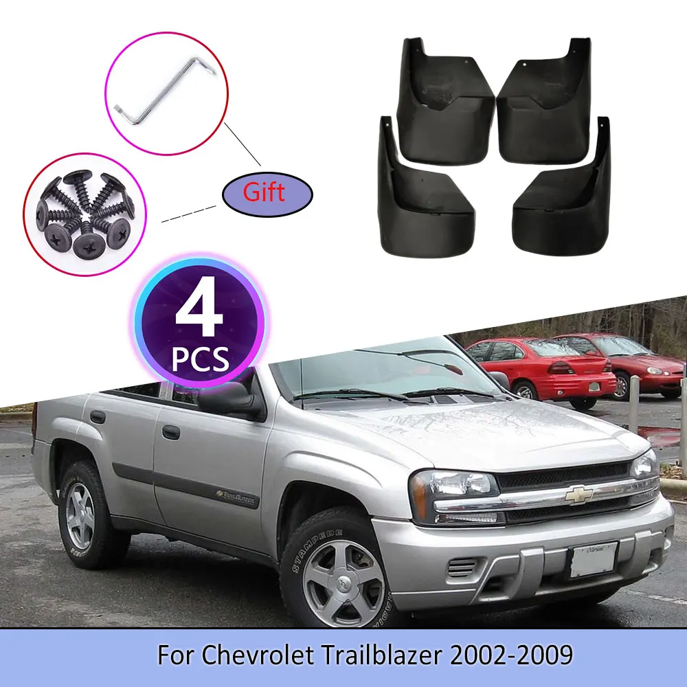 

4 шт. автомобильные брызговики для Chevrolet Trailblazer 2002 ~ 2009 A, гаечный ключ для обрезки винтов, брызговики, аксессуары для клапанов колес