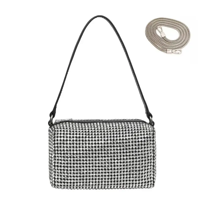 

2021 HOT Diamond Hobo Bag Women Handbag Clutch Fashion Vintage Shoudler Handbag Hobos Diamond Messenger Handbag Lady Shiny Hobo