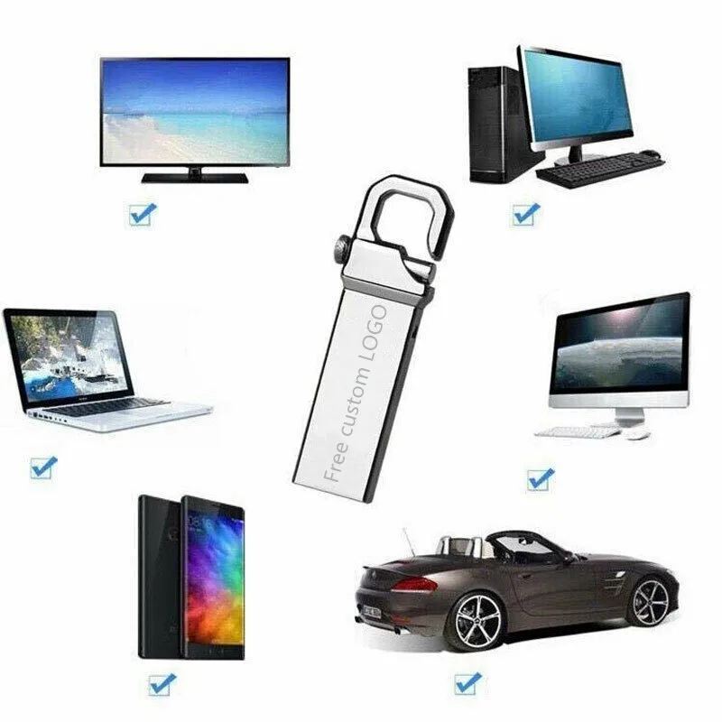 

USB Flash Drive 64GB Metal Pendrive 32GB OTG Pen Drive 16GB Cle USB 2.0 Flash Memory Stick 128GB u disk Waterproof Dropship mini