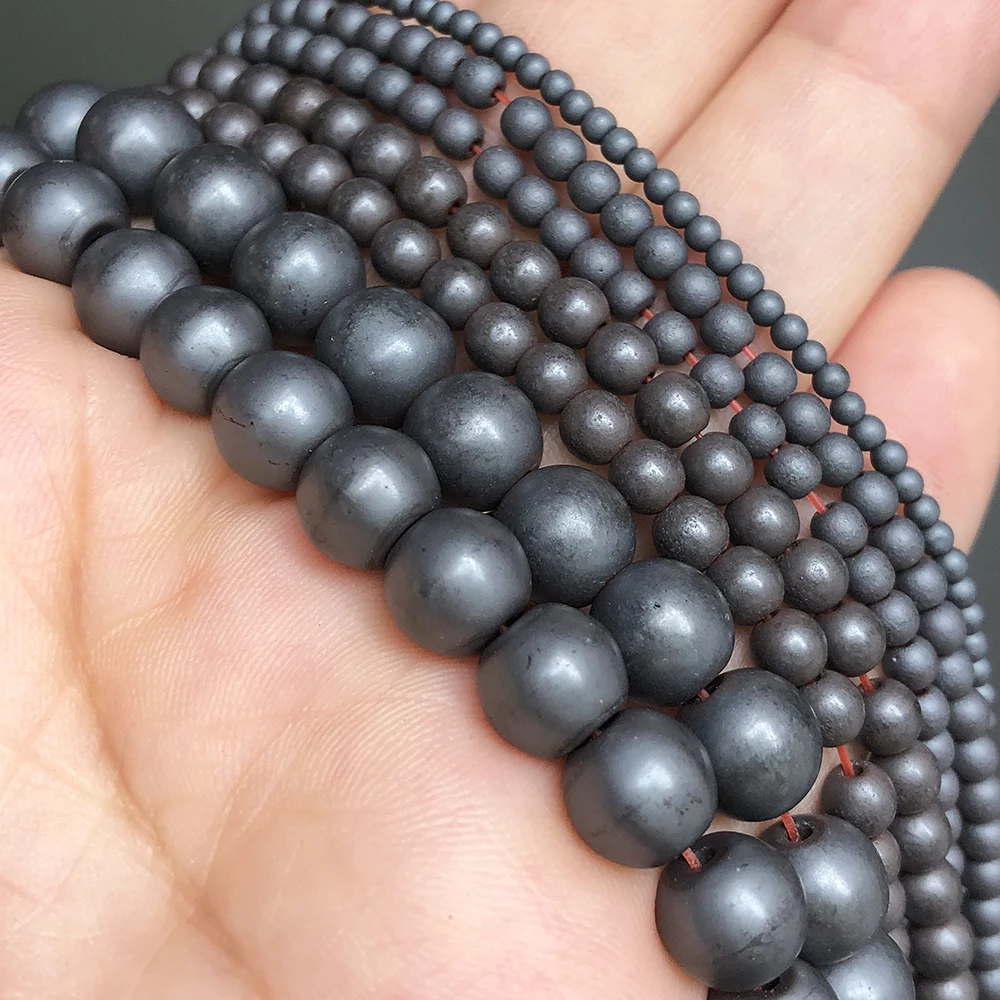 2-10 мм натуральный матовый полированный черный гематит бусины Круглые свободные