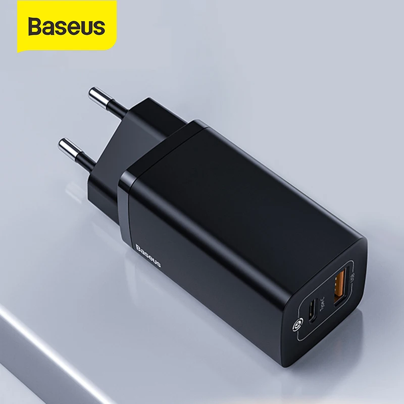 Baseus 65 Вт Ган Зарядное устройство PD USB C быстрой зарядки 4 0 3 Dual Порты и разъёмы