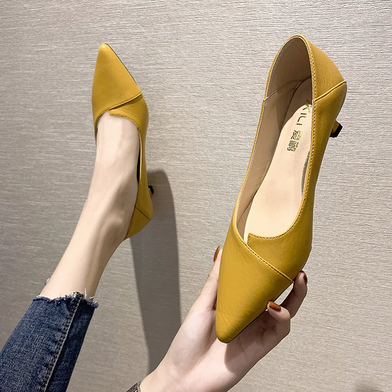 

2021 Autumn new solid color female all-match shallow mouth stiletto high heels 2246
