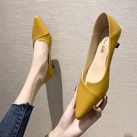 2021 autumn new solid color female all match shallow mouth stiletto high heels 2246