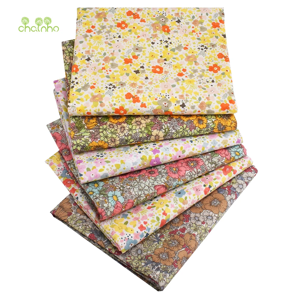 Сезон сбора урожая Лоскутная Ткань с цветочным принтом простая хлопковая ткань 6