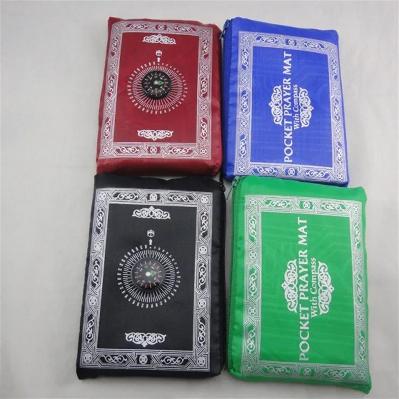 

Compass Pouch Portable Muslim Prayer Mats Blanket Waterproof Cloth Islamic Print Carpet
