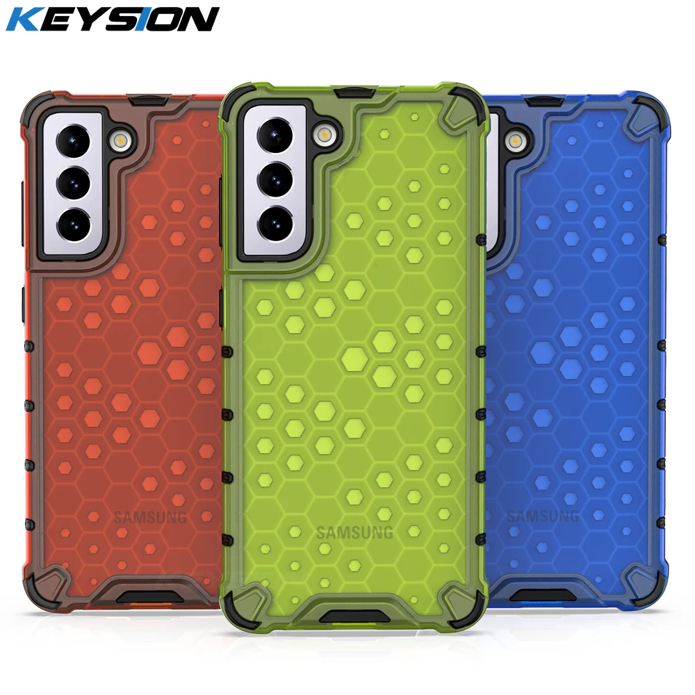 KEYSION Shockproof Case for Samsung S21 Ultra S21+ Plus 5G Honeycomb Phone Cover for Galaxy A32 A52 A72 A21S M21 M30S M31S M51