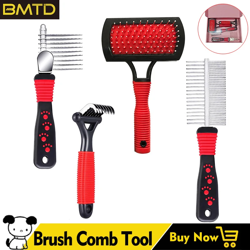 

Dog Grooming Comb Brush Set with Slicker Brush Rake Dematting Comb pet grooming tool for Dog Cat