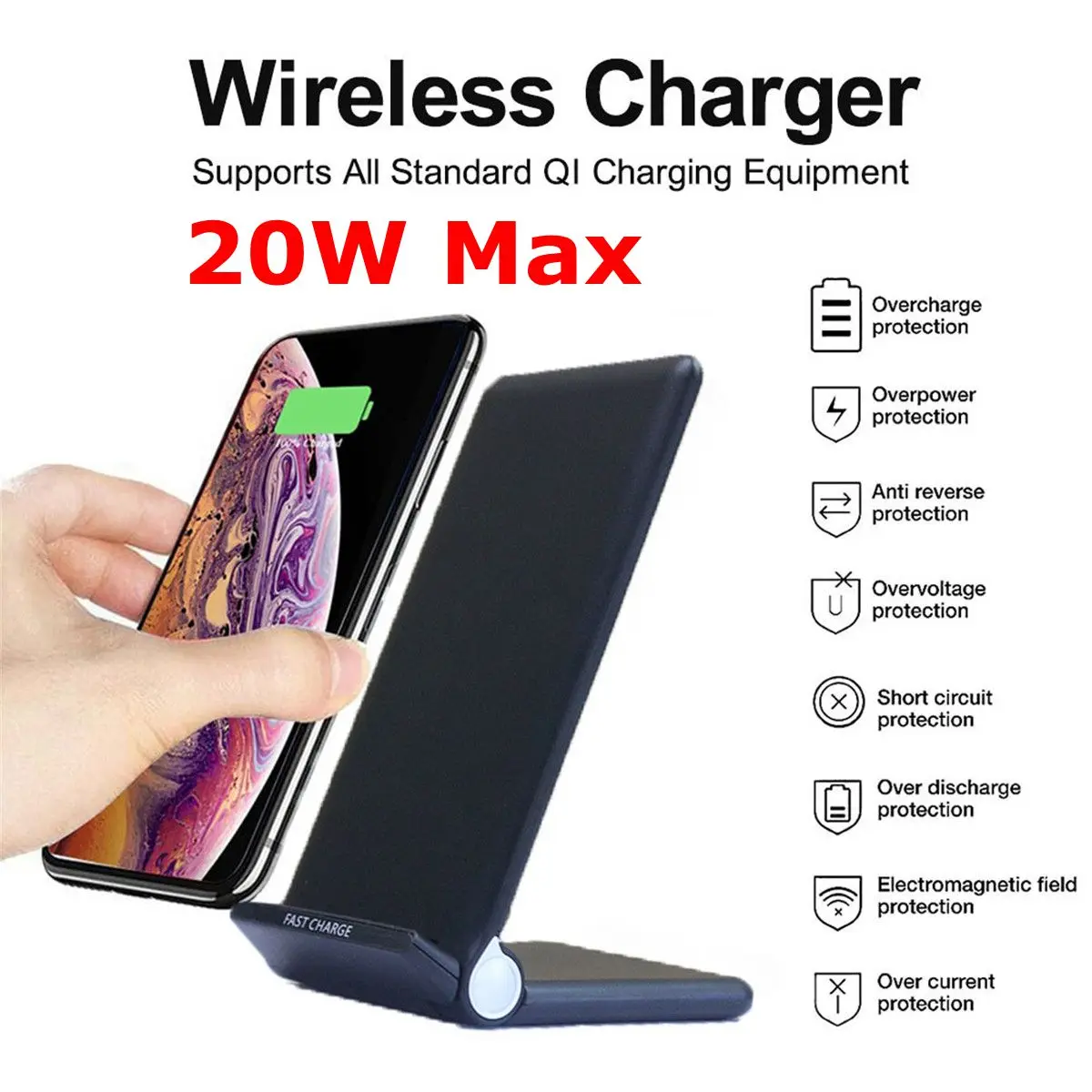 Беспроводное зарядное устройство 20 Вт для быстрой зарядки iphone 11 pro X XR XS MAX Huawei P30 Pro