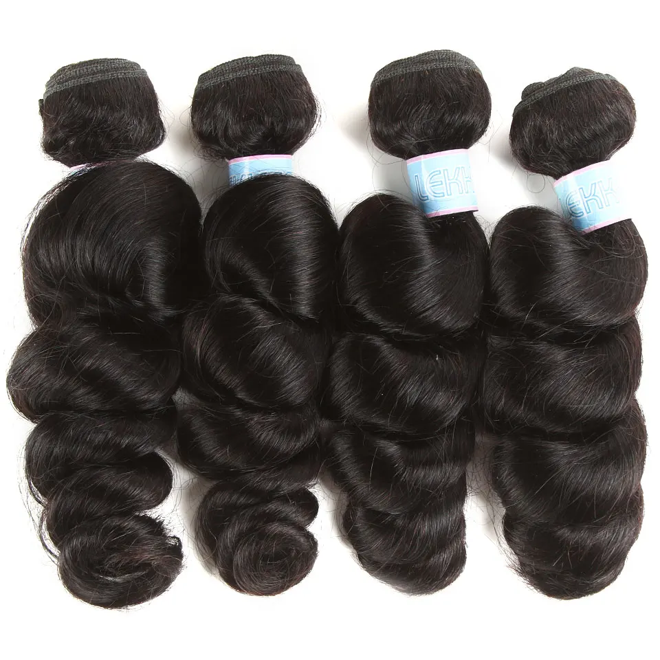 Lekker Loose Wave Bundles with Closure Brazilian Hair Weave Bundle with Closure 3 Bundles with 4*4 Lace Closure