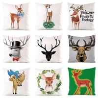 lovely elk printed sofa throw pillowcase cartoon square cushion cover 45x45 polyester pillow covers decorative for living room