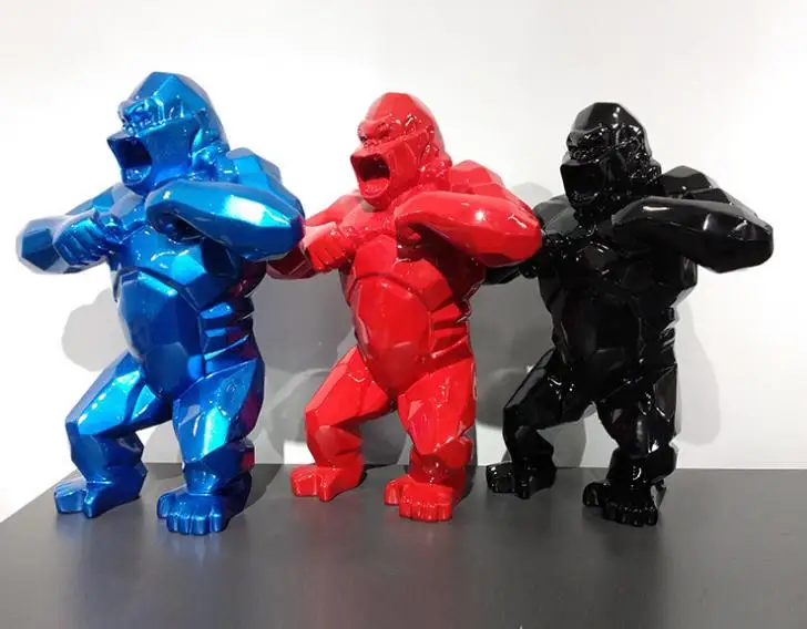 Большая обезьяна King Kong Декор для гостиной Gorilla скульптура Геометрическая FRP