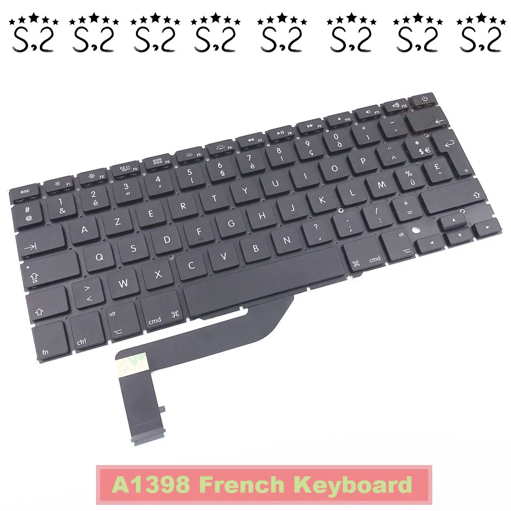 

Новая клавиатура для Macbook Pro Retina 15,4 "A1398, Французская клавиатура 2012 2013 2014 2015 года