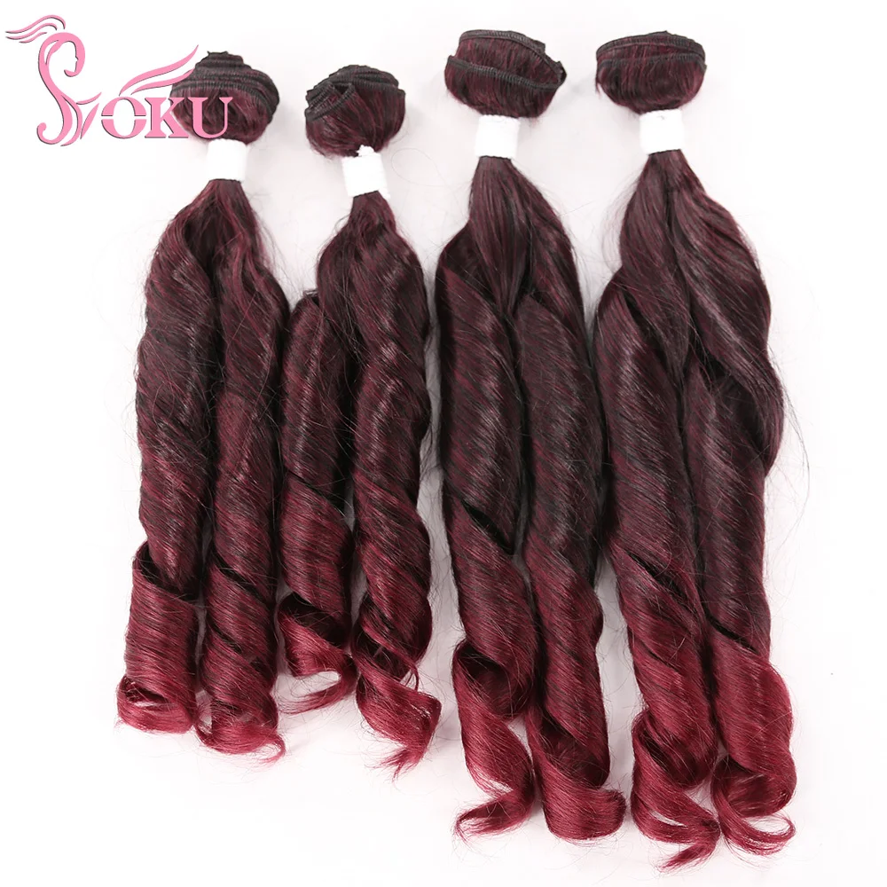 SOKU Омбре красного цвета синтетические волосы плетение 16-18 дюймов для наращивания