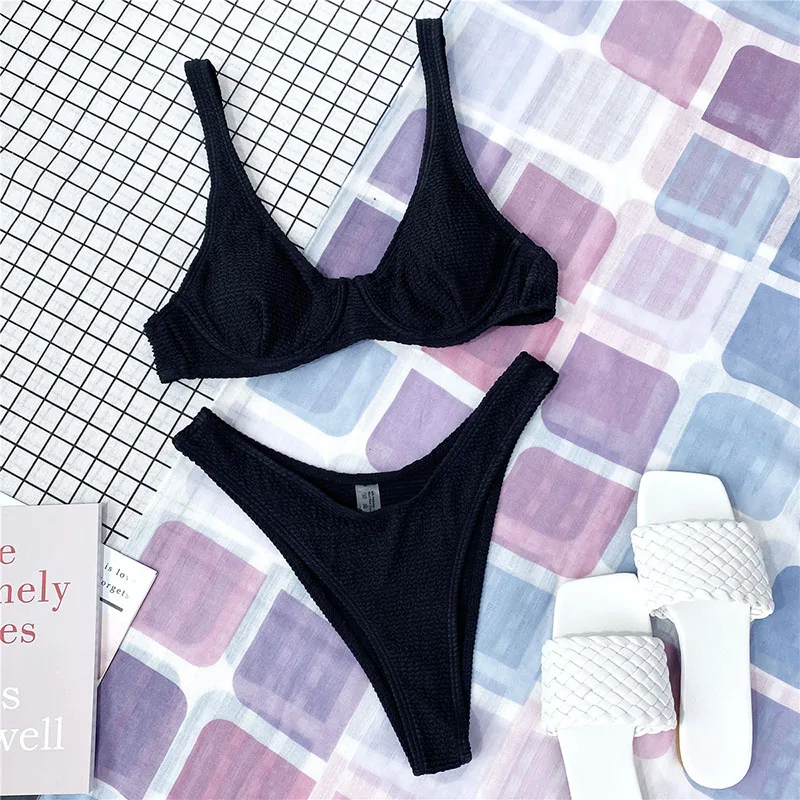 

Однотонный привлекательный купальник со стальной пластиной, Новинка лета 2021, Модный женский раздельный купальник, костюм, женское бикини, П...