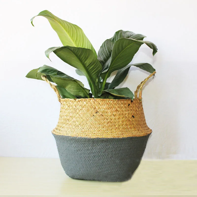 Складная корзина для белья из морских водорослей ручной работы соломенный