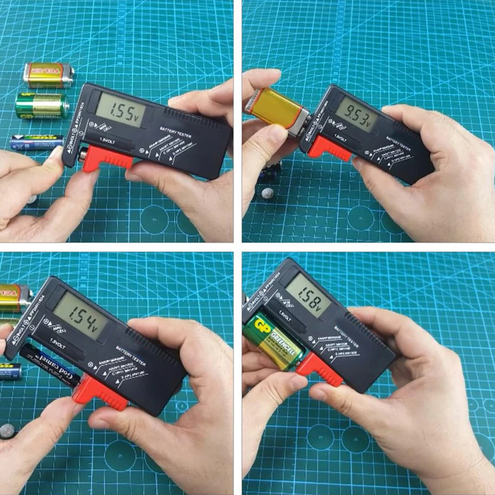 

Universal For AA/AAA/C/D/9V/1.5V BT-168D Button Multiple Size Battery Tester LCD Display Digital Battery Tester Volt Checkerc
