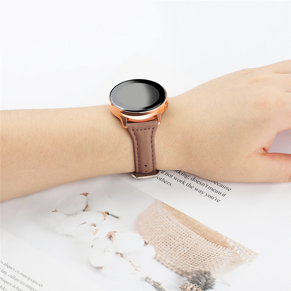 Кожаный ремешок для часов Samsung Galaxy Watch 46 мм 42 Active 2 из мягкой кожи коричневый 20 22 Gear