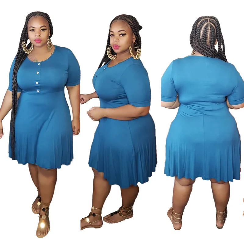 

Summer Dresses for Women Elegant A-line Short Sleeve Crew Neck Loose Casual Dress Stretch Plus Size Dress Wholesale Dropshipping